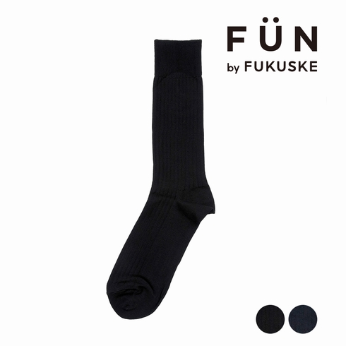紳士靴下(メンズソックス) fukuske FUN ビジネス リブ クルー丈 1足組 3FV01W