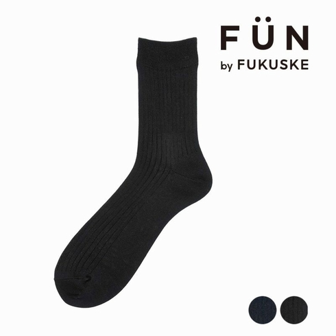 【10%オフ対象】紳士靴下(メンズソックス) fukuske FUN ビジネス リブ クルー丈 1足組 3FV05W