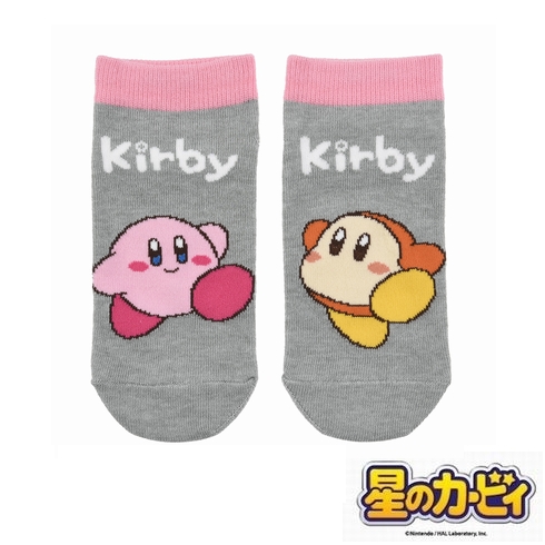 子供靴下(キッズソックス) 星のカービィ キャラクター 左右異柄 フロントスニーカー丈 19-24cm 1足組 185-25Q2