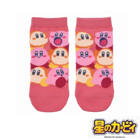 子供靴下(キッズソックス) 星のカービィ キャラクター ぎっしりデザイン フロントスニーカー丈 19-24cm 1足組 185-25Q3
