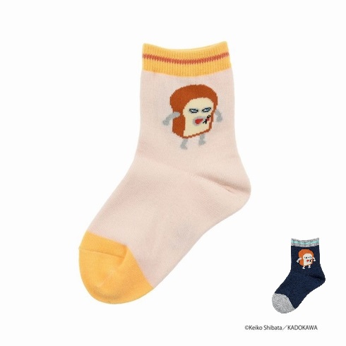 子供靴下(キッズソックス) パンどろぼう キャラクター ワンポイント クルー丈 13-19cm 1足組 369-25A2