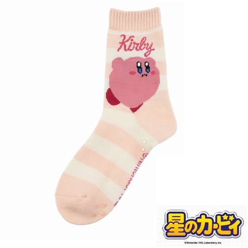 婦人靴下(レディースソックス) 星のカービィ 総パイル 足底すべり止め付き クルー丈 1足組 385-25S2
