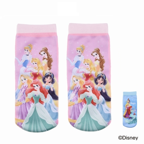 子供靴下(キッズソックス) ディズニー プリンセス キャラクター プリント フロントクルー丈 13-19cm 1足組 308-25J2