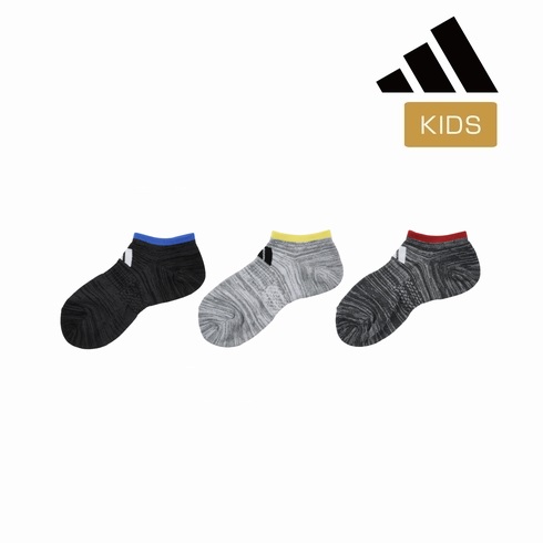 子供靴下(キッズソックス) アディダス 10倍補強 甲ロゴ スニーカー丈 3足組 123-15C2