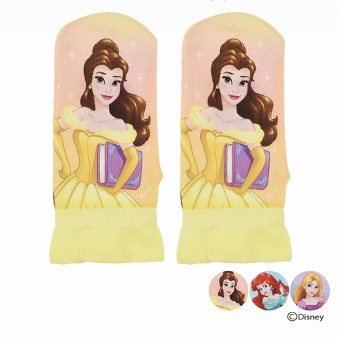 子ども靴下(キッズソックス) ディズニー プリンセス キャラクター プリント 履き口フリル スニーカー丈 13-19cm 1足組 308-26D8