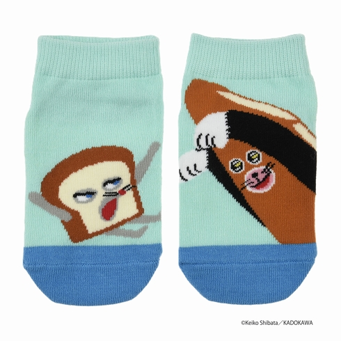 子ども靴下(キッズソックス) パンどろぼう キャラクター 左右異柄 スニーカー丈 13-19cm 1足組 369-26A0