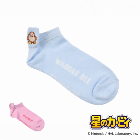 婦人靴下(レディースソックス) 星のカービィ キャラクター かかと刺しゅう スニーカー丈 1足組 385-24K7