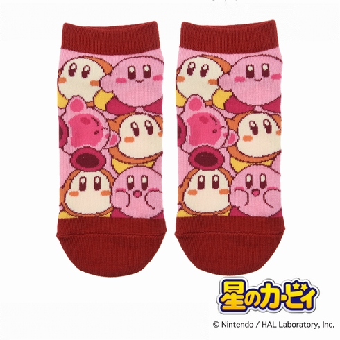 婦人靴下(レディースソックス) 星のカービィ キャラクター ぎっしりデザイン スニーカー丈 1足組 385-2630