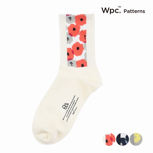 婦人靴下(レディースソックス) Wpc.Patterns ピオニ柄 クルー丈 1足組 3105-01P