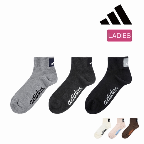 婦人靴下(レディースソックス) アディダス 消臭 甲メッシュ ショート丈 3足組 3134-07P