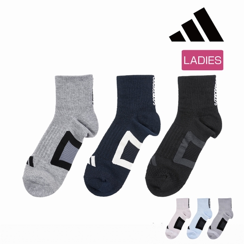 婦人靴下(レディースソックス) アディダス 吸水速乾 エアースルーメッシュ クルー丈 3足組 3134-13P