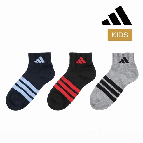 子ども靴下(キッズソックス) アディダス 消臭 甲ライン プチ丈 3足組 123-16B6