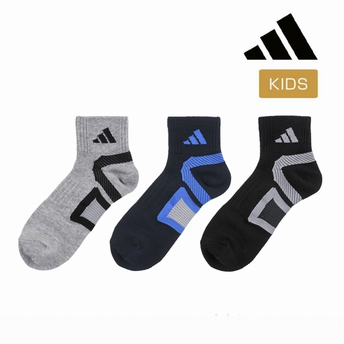 子ども靴下(キッズソックス) アディダス 吸水速乾 サイドロゴ プチ丈 3足組 123-16S2