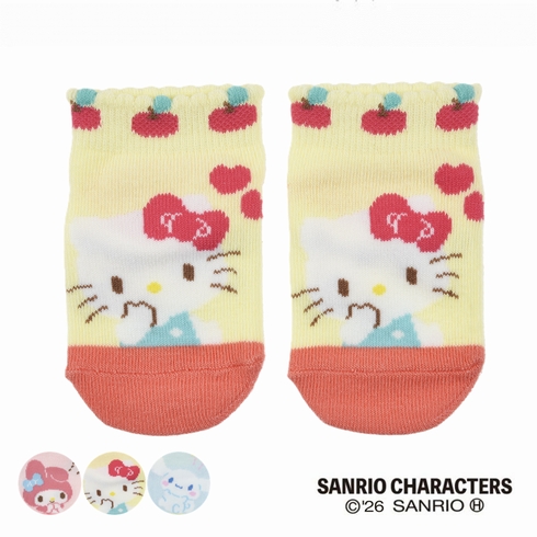 子ども靴下(キッズソックス) サンリオ キャラクターフェイスアップデザイン すべり止め付き スニーカー丈 (ベビーサイズ 9-14cm) 1足組 1621-6P0
