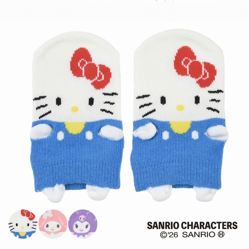 子ども靴下(キッズソックス) サンリオ キャラクターパペット すべり止め付き スニーカー丈 (ベビーサイズ 9-14cm) 1足組 1621-6P1