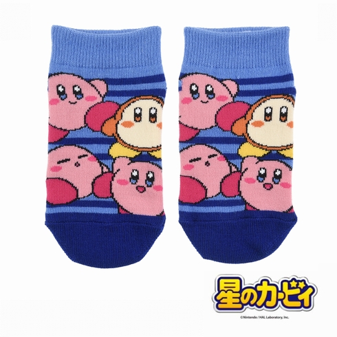 子ども靴下(キッズソックス) 星のカービィ カービィ&ワドルディ ボーダー スニーカー丈 13-19cm 1足組 185-1613