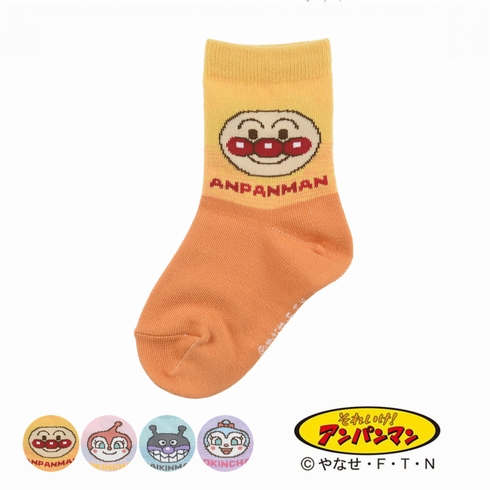 子ども靴下(キッズソックス) それいけ！アンパンマン キャラクター ツートーン クルー丈 13-19cm 1足組 187-16N0