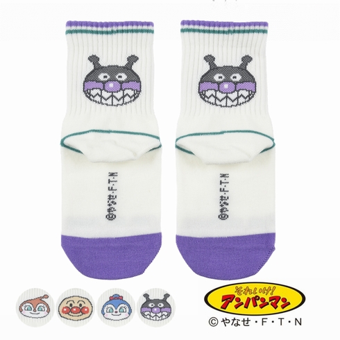 子ども靴下(キッズソックス) それいけ！アンパンマン キャラクター ワンポイント アメリブ クルー丈 13-19cm 1足組 187-16N4