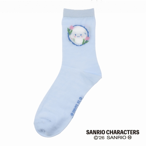 婦人靴下(レディースソックス) サンリオ シナモロール 部分シアーデザイン クルー丈 1足組 360-16A4