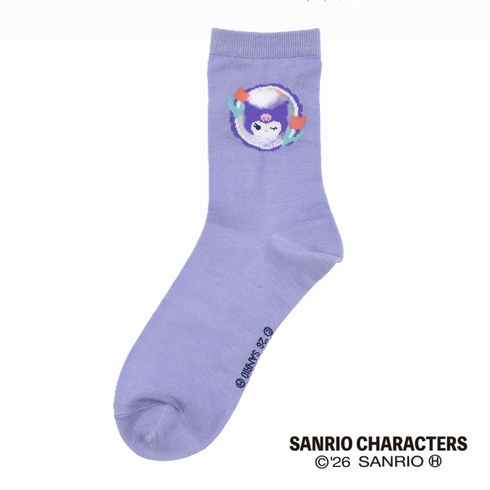 婦人靴下(レディースソックス) サンリオ クロミ 部分シアーデザイン クルー丈 1足組 360-16A6