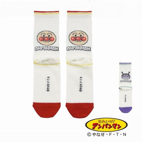 婦人靴下(レディースソックス) それいけ！アンパンマン キャラクターワンポイント アメリブ クルー丈 1足組 387-16K6