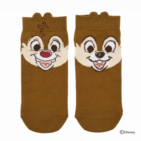 婦人靴下(レディースソックス) ディズニー チップ&デール 左右異柄 パペット スニーカー丈 1足組 304-16W4【旧品番：304-24A9】