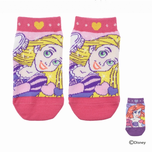 子ども靴下(キッズソックス) ディズニー プリンセス ラプンツェル アリエル スニーカー丈 13-19cm 1足組 308-16D4