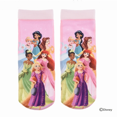 子ども靴下(キッズソックス) ディズニー プリンセス キャラクター 集合 プリント フロントクルー丈 13-19cm 1足組 308-16J0