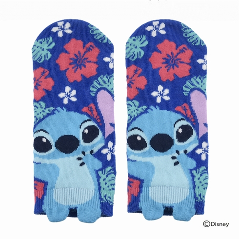 婦人靴下(レディースソックス) ディズニー スティッチ ハイビスカス柄 スニーカー丈 1足組 309-16A1【旧品番：309-25A1】