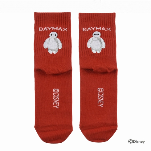 婦人靴下(レディースソックス) ディズニー ベイマックス リブ ワンポイント刺しゅう クルー丈 1足組 309-16N4