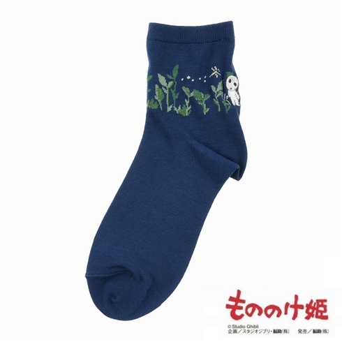 婦人靴下(レディースソックス) スタジオジブリ もののけ姫 ワンポイント刺しゅう クルー丈 1足組 325-25S1